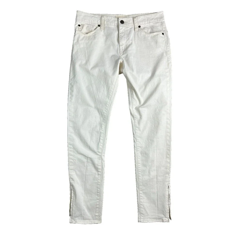 Denim & Supply Ralph Lauren Women's Off White Skinny Jeans w Zip Ankle  Size 28